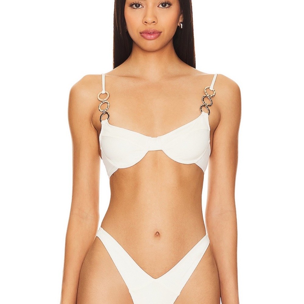 Camila Coelho Giselle Top Ivory with Gold Ring Accents
